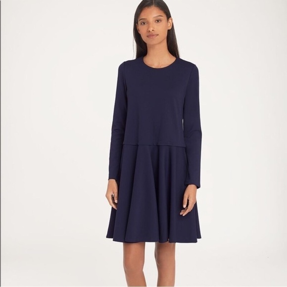 Cuyana‎ Ponte Long Sleeve Dress in Navy - Picture 1 of 15